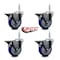 Service Caster 4 Inch Blue Polyurethane Wheel Swivel 34 Inch Threaded Stem Caster Set with Brake SCC SCC-TS20S414-PPUB-BLUE-PLB-34212-4 - alternate 2